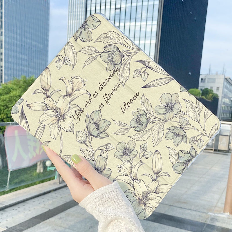 Ốp Máy Tính Bảng Trong Suốt Hình Hoa Cho iPad gen9 10.2 / air4 10.9 / pro 11 / pro 12.9 / gen5gen6 9.7 / air 310.5 / gen10 2022 / mini4 5 7.9 / mini6