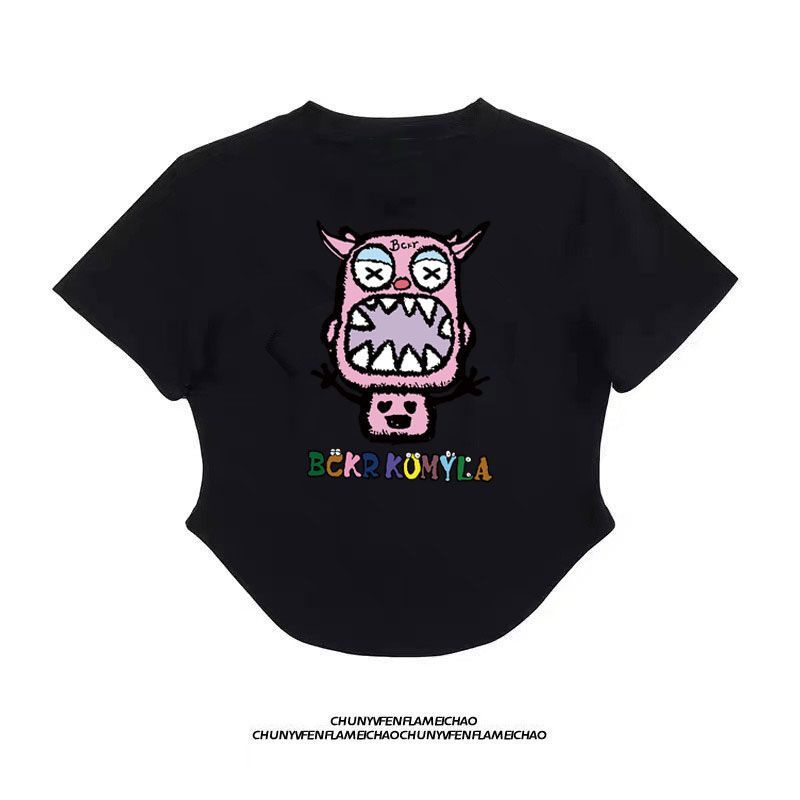 Áo Thun 100% Cotton Tay Ngắn Dáng Ôm In Hình Gấu Và Dâu Tây Dễ Thương Thời Trang Mùa Hè Cho Nữ
