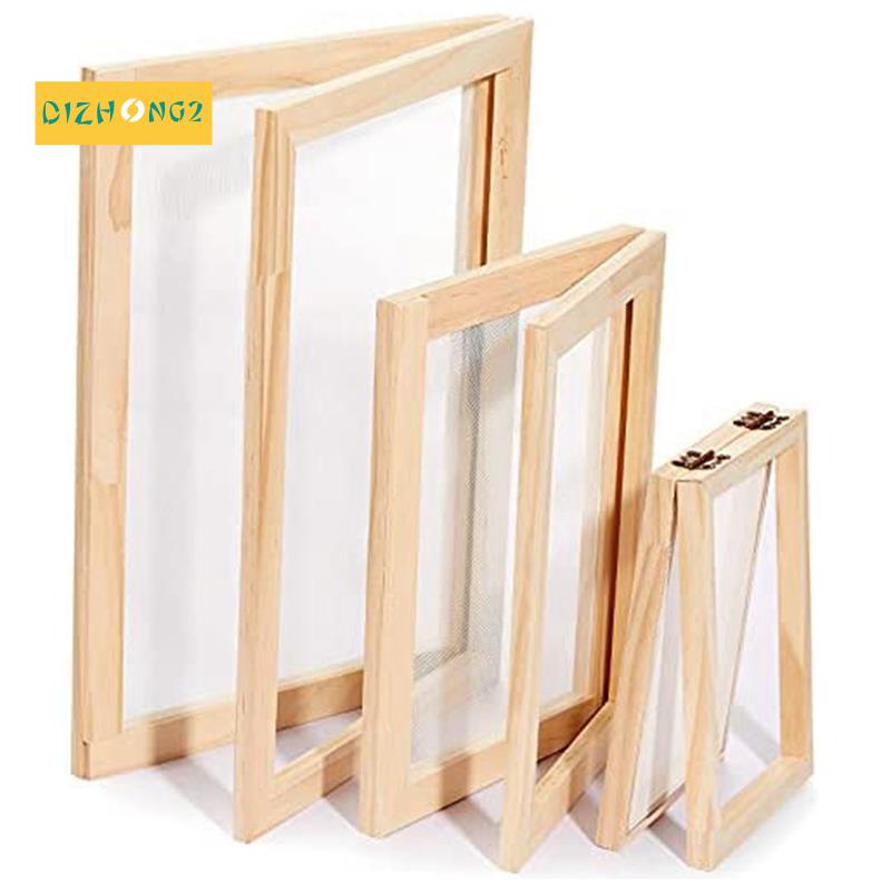 Bộ màn hình làm khuôn giấy bằng gỗ 3 miếng 3 khung kích thước cho giấy thủ công tự làm 12,7X17,8cm 19,8X24,8cm 24,8X33,0cm