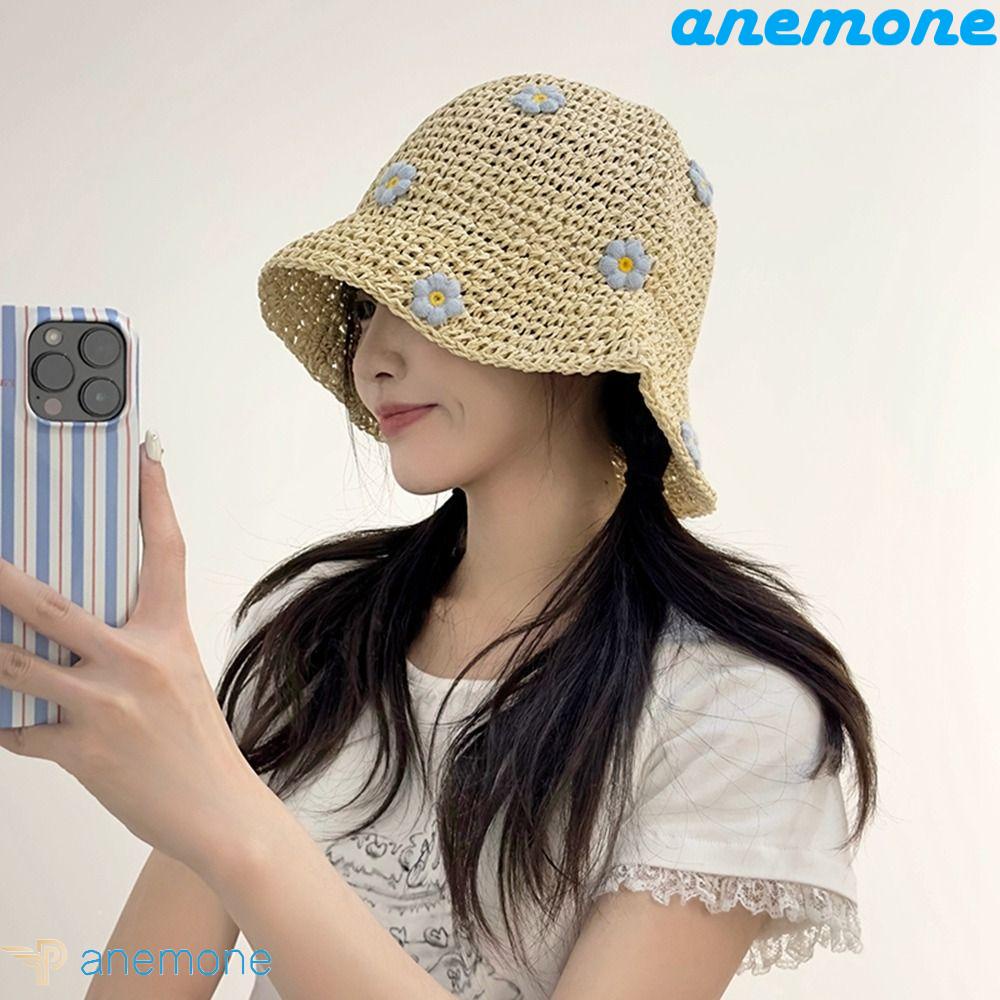 Mũ Cói Chống Nắng / Tia UV Họa Tiết Hoa Gấp Gọn Được Phong Cách Boho Thời Trang Đi Biển Mùa Hè