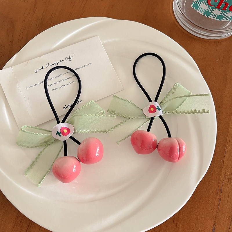 Dây Cột Tóc Cao Su Co Giãn Hình Quả Cherry Dễ Thương Thời Trang Mùa Hè