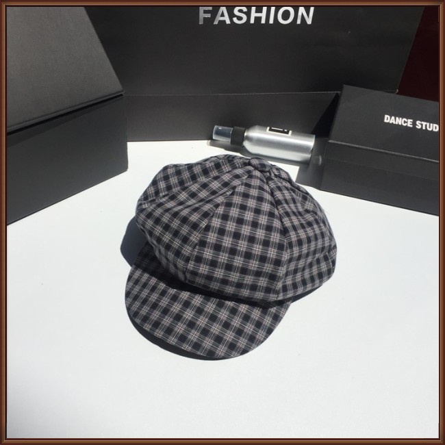 Mũ Beret Họa Tiết Sọc Caro Phong Cách Retro Thời Trang Cho Nữ
