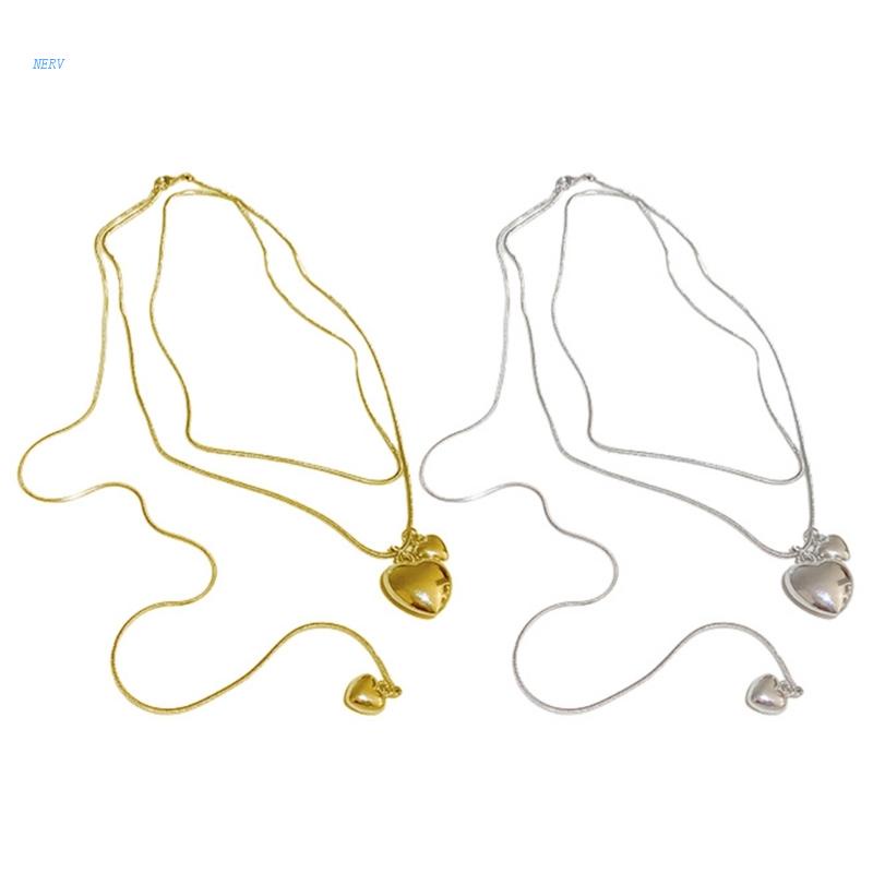 Vòng Cổ Choker Hai Lớp Mặt Hình Trái Tim Đơn Giản Thanh Lịch Có Thể Điều Chỉnh Cho Nữ