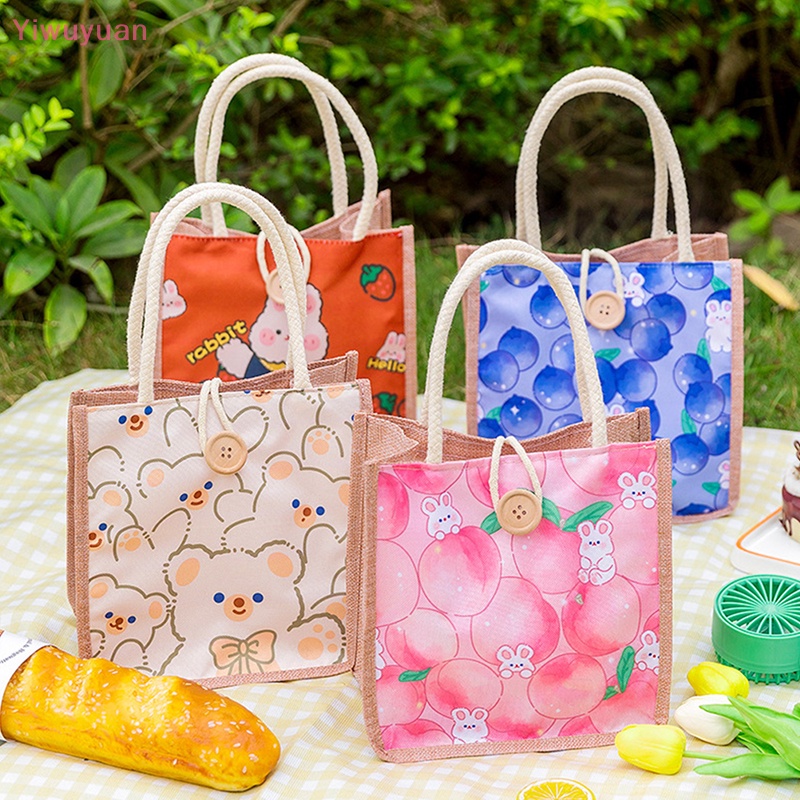 Túi Xách Mua Sắm Bằng Vải Canvas In Họa Tiết Hoạt Hình Mới