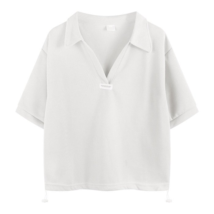 Áo Thun Polo Tay Ngắn Chất Liệu Cotton Phong Cách Hàn Quốc Thời Trang Cho Nữ