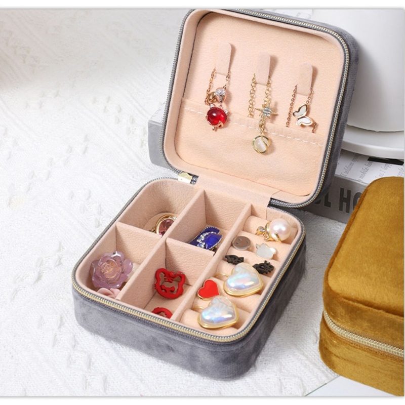Túi Đựng Trang Sức Hình Vuông Có Khóa Kéo Thiết Kế Đơn Giản Tiện Dụng Mang Theo Du Lịch