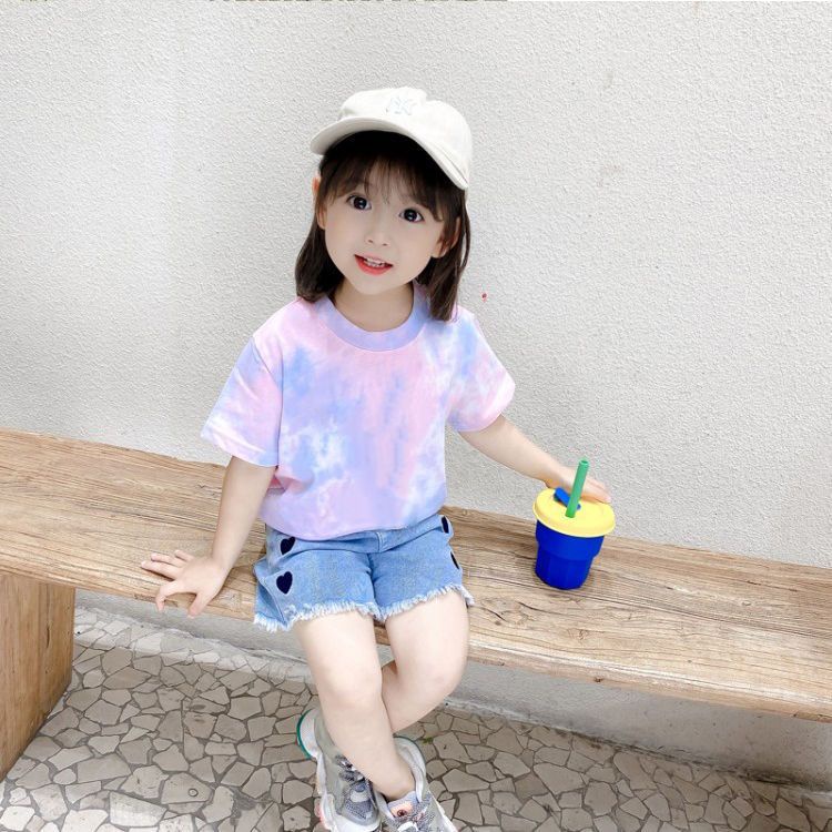 Áo Thun Ngắn Tay Cổ Tròn Nhuộm Màu Thời Trang Cho Nữ