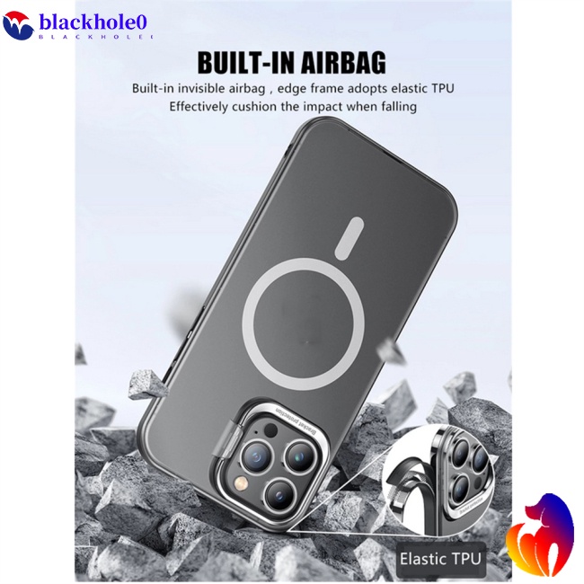 Ốp Điện Thoại Mặt Nhám Kèm Móc Xỏ Ngón Nam Châm Kim Loại Cho Iphone 14 Pro Max