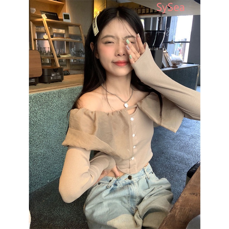 Áo Kiểu Tay Dài Trễ Vai Phong Cách Retro Cho Nữ