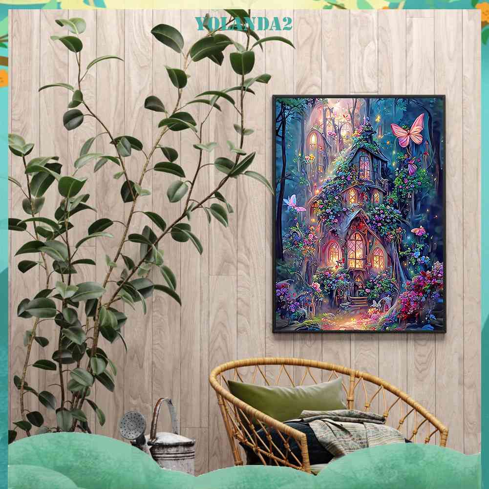 Tranh Đính Đá Kim Cương Toàn Bộ 5D DIY Hình Vẽ Ngôi Nhà Mơ Ước