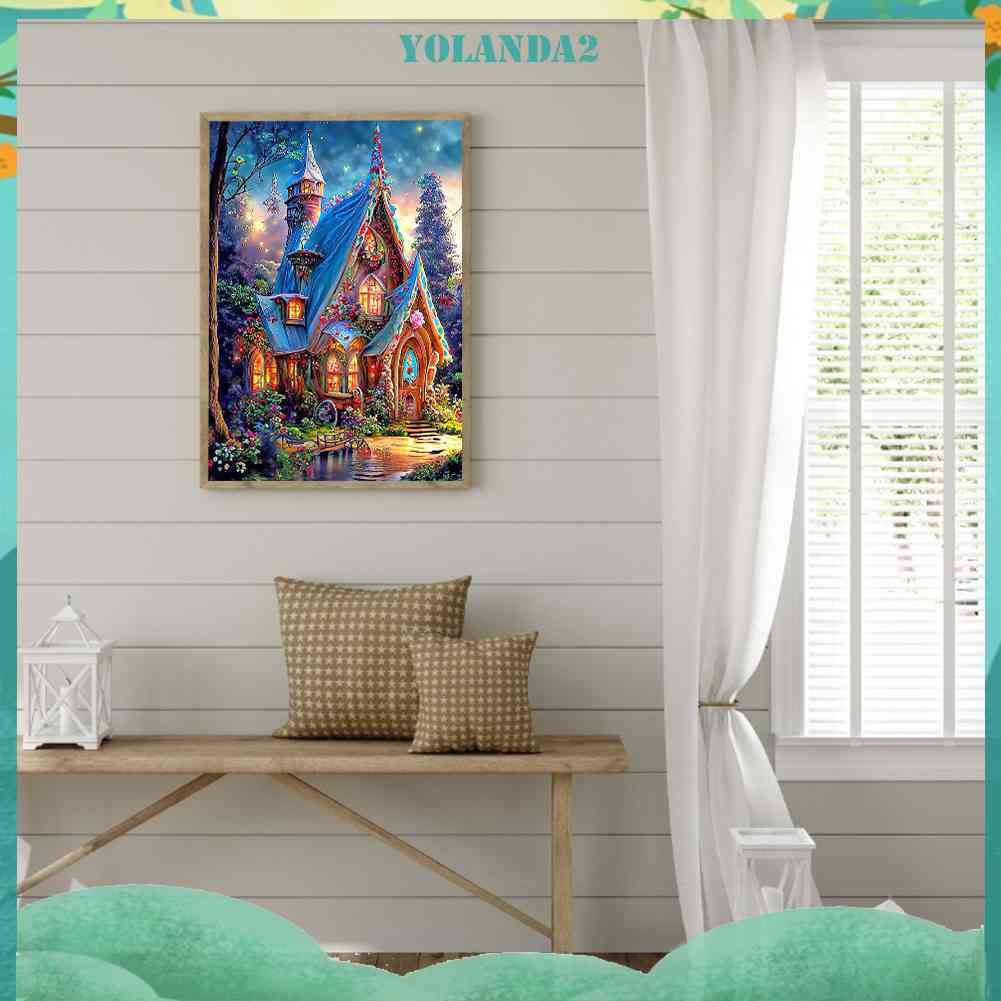 Tranh Đính Đá Kim Cương Toàn Bộ 5D DIY Hình Vẽ Ngôi Nhà Mơ Ước