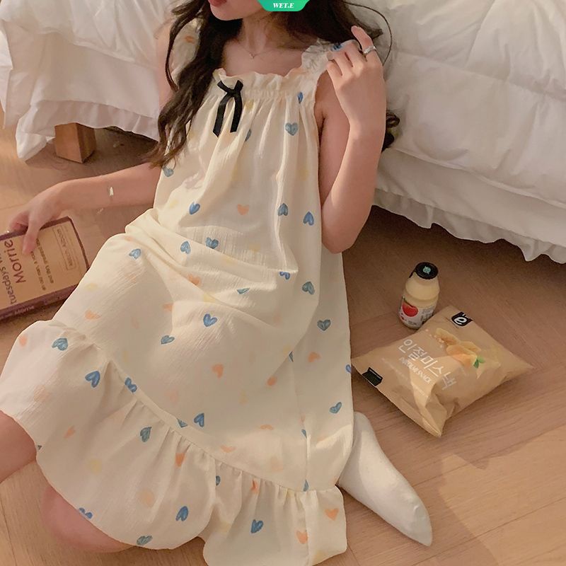 Đầm Ngủ Hai Dây Dáng Rộng In Họa Tiết Hoạt Hình Thời Trang Mùa Hè 2023 Cho Bạn Gái