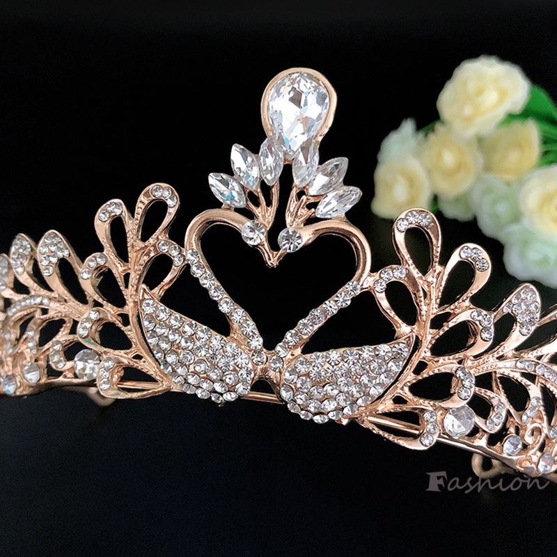 Cài Tóc Hình Vương Miện Công Chúa Đính Đá Lấp Lánh Bằng Hợp Kim Dành Cho Cô Dâu