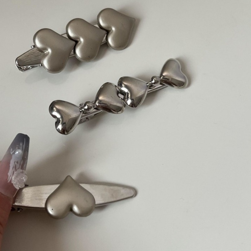 Kẹp Tóc Mái Bằng Kim Loại Hình Nơ Trái Tim Phong Cách Hàn Quốc Cho Nữ