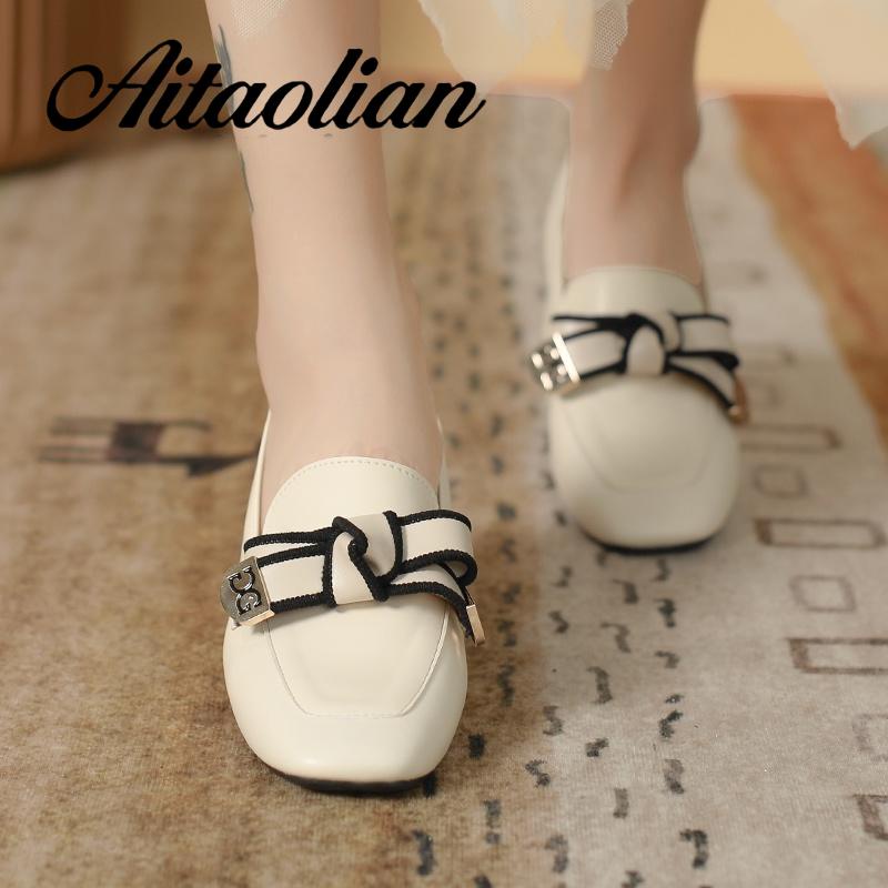 Giày Cao Gót 5.5cm Da Mềm Mũi Vuông Phong Cách retro Cho Nữ