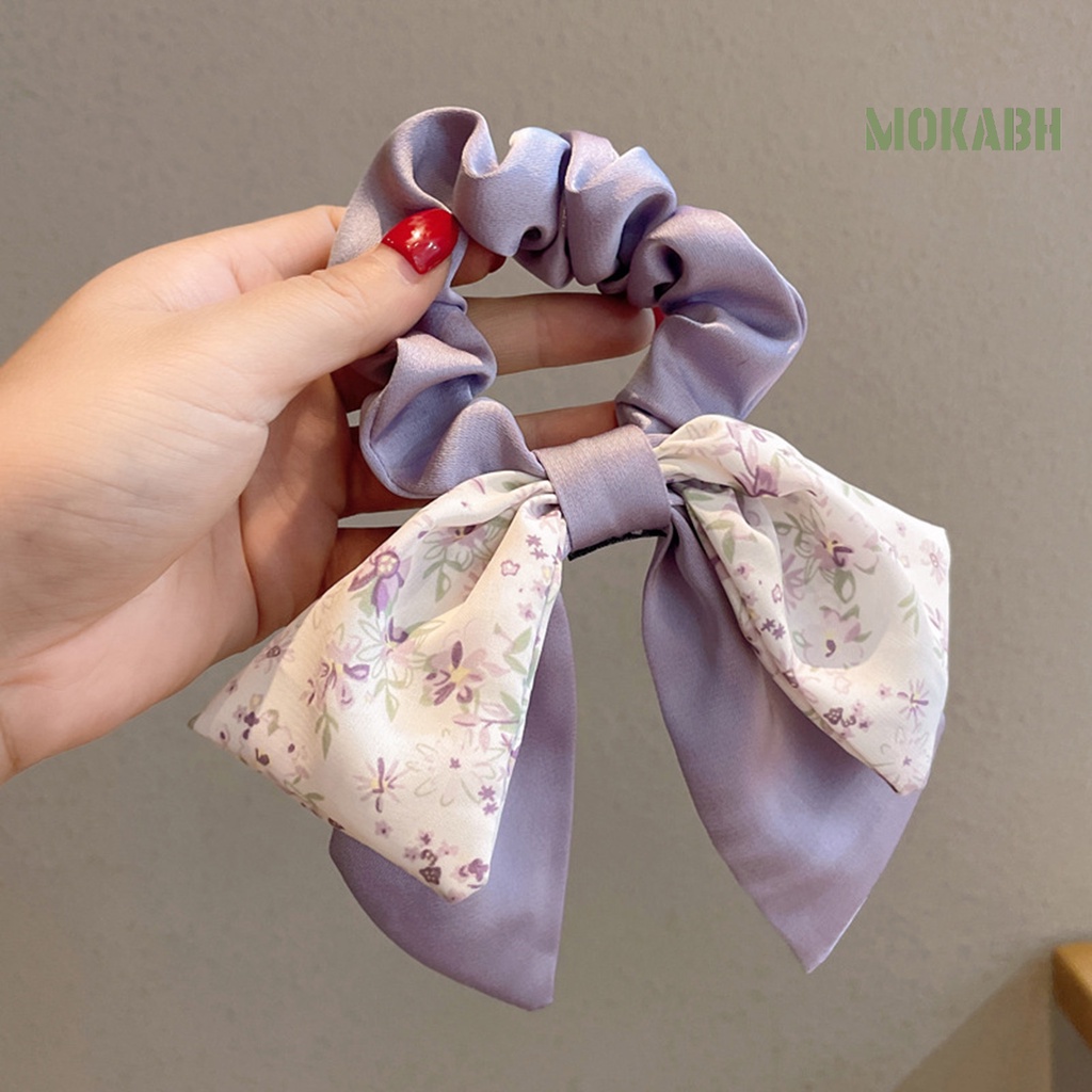 Dây Cột Tóc Ruy Băng Thắt Nơ Họa Tiết Hoa Thời Trang Co Giãn Dành Cho Nữ