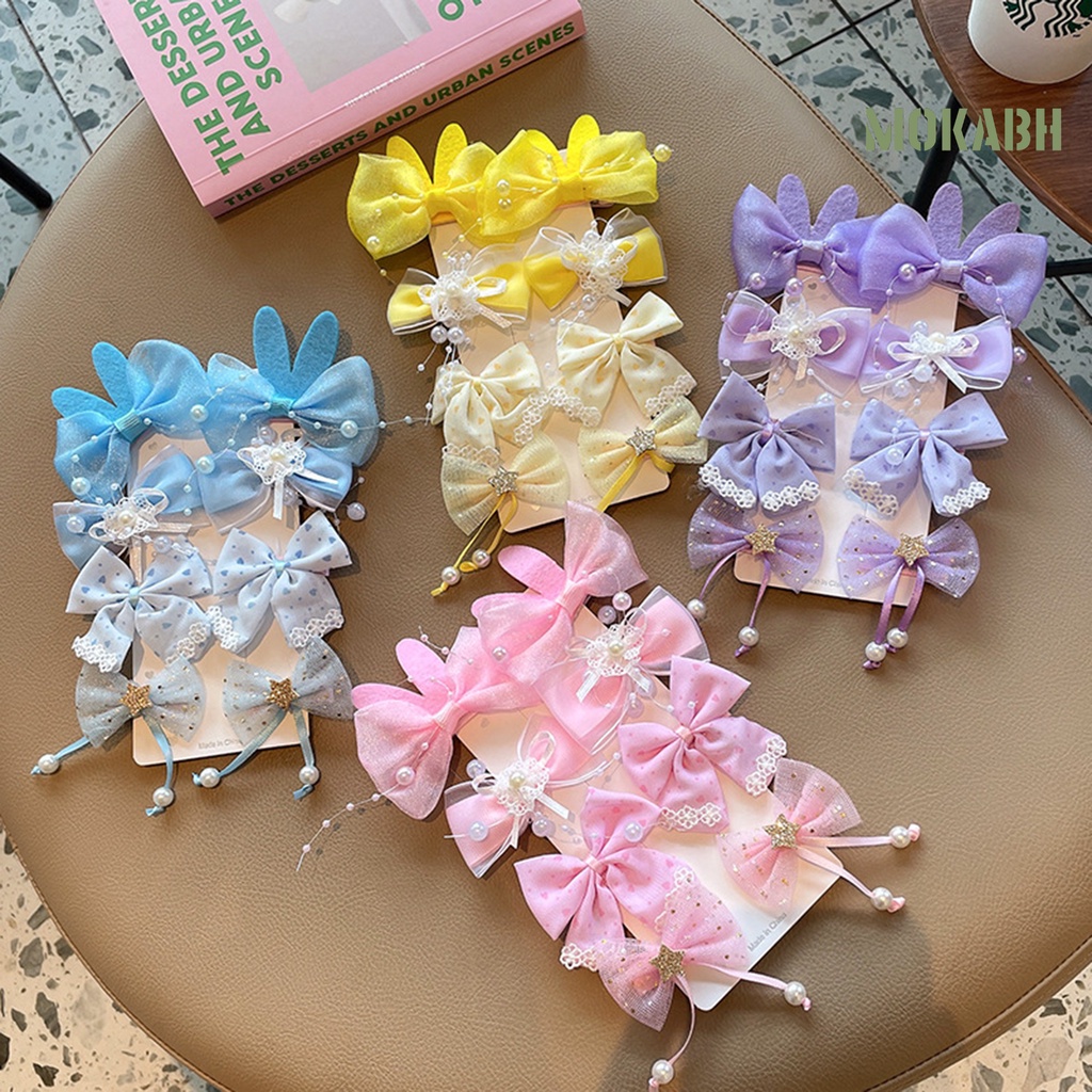 1 Bộ Kẹp Tóc Hình Nơ Mềm Mại Co Giãn Thoải Mái Cho Bé Gái