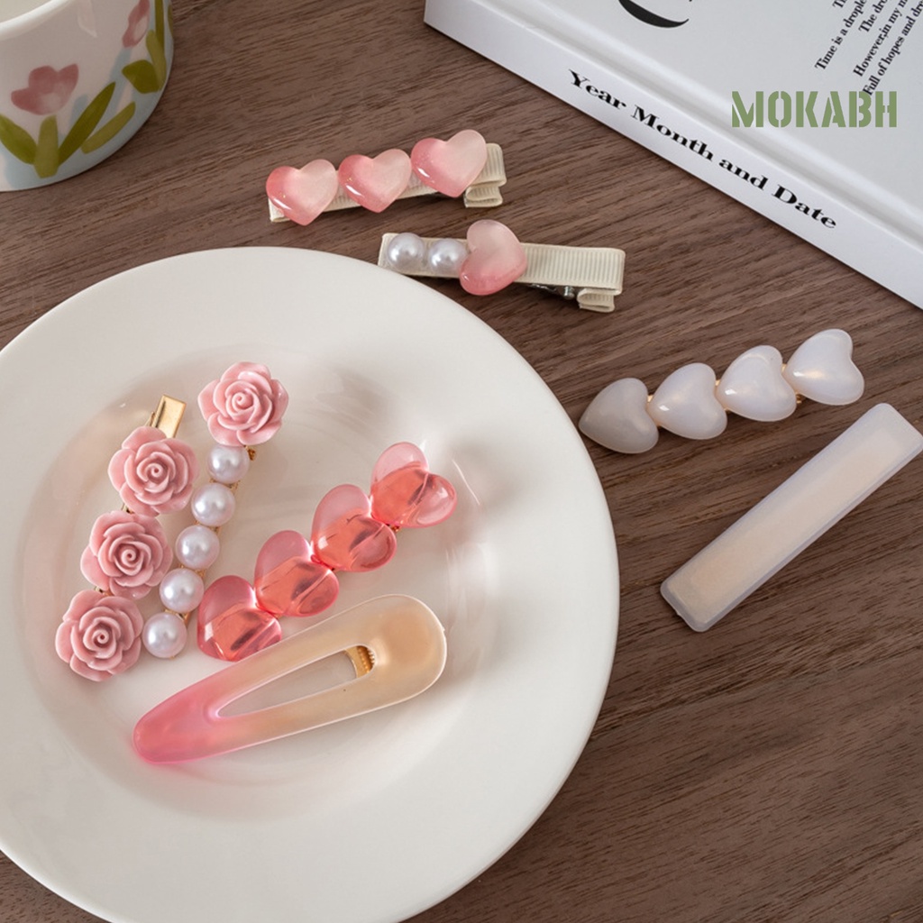 1 Cặp Kẹp Tóc Hình Trái Tim Màu Gradient Trong Suốt Gọn Nhẹ Chống Trượt