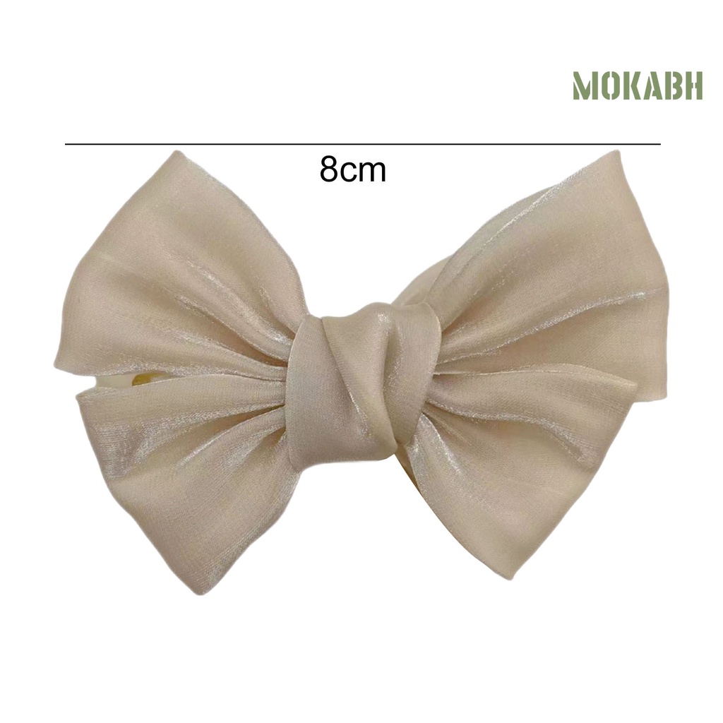 [Mok Abh] Kẹp Tóc Có Lò Xo Đính Nơ To Chống Trượt Hai Lớp Bằng Vải Mềm Cố Định Tóc Cố Định Phong Cách Công Chúa Dùng Làm Đạo Cụ Chụp