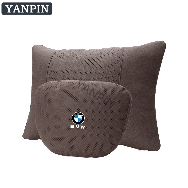 For BMW Car Suede Neck Protection Pillow Waist Pillow Perforated Breathable Biological Velvet Cotton Core  E30 E36 E46 E90 F02 F07 F16 F30 F25 F10 F06 E34 E39 GS X1 X3 X5 X6 E70 E60 G20 G30 E34 E87