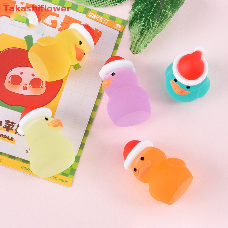Set 1 / 5 Chú Vịt Đội Nón Đỏ Hoạt Hình Màu Dạ Quang Trang Trí Nhà Búp Bê / Tiểu Cảnh DIY