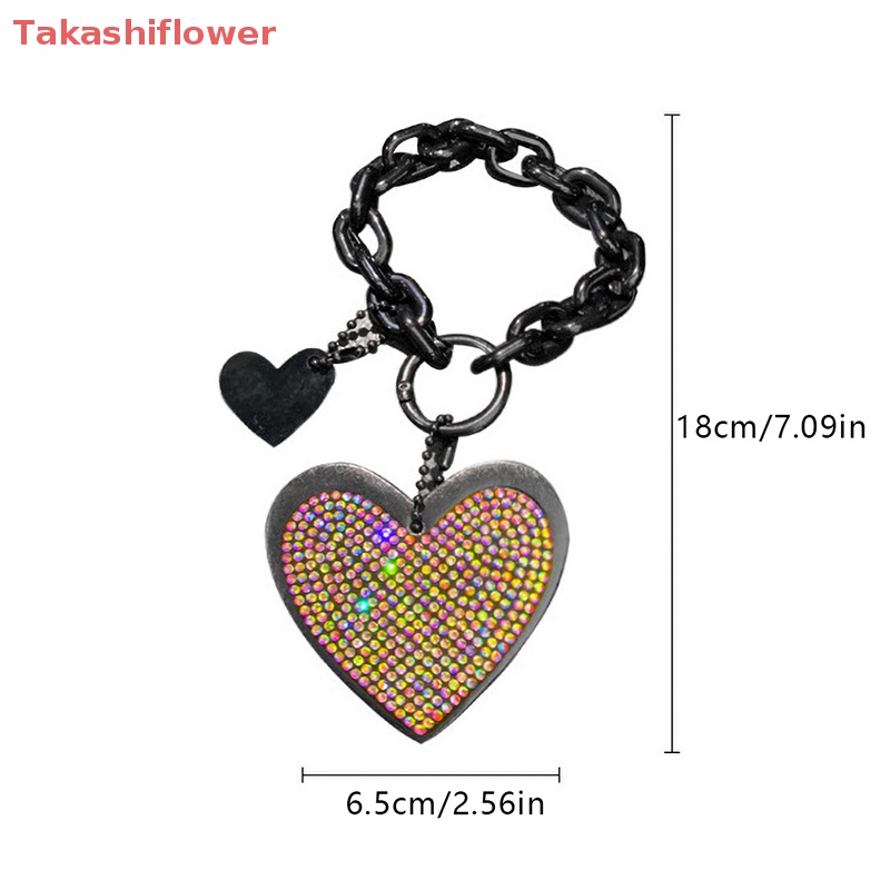 1 Móc Khóa Da Đính Đá Hình Trái Tim Xinh Xắn