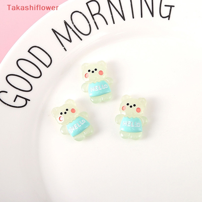 Bộ 2 Gấu Bông Mini Bằng Nhựa Phát Quang DIY Trang Trí Nhà Búp Bê