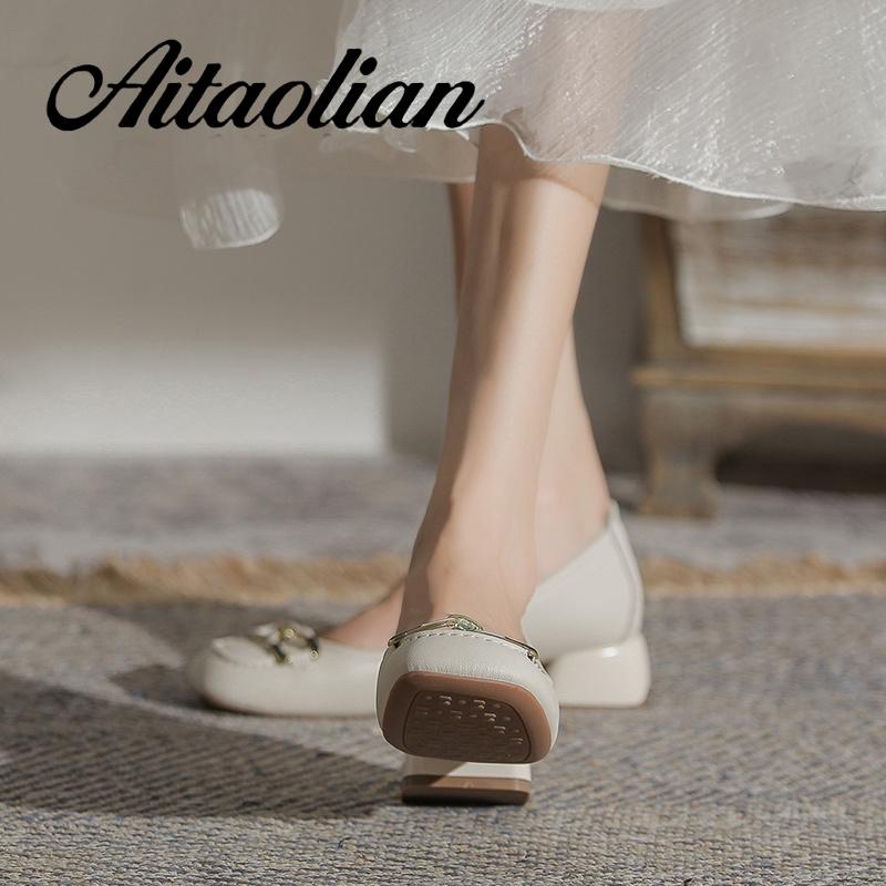 Giày Cao Gót 3.5cm Da Mềm Mũi Tròn Phong Cách retro Anh Quốc Cho Nữ