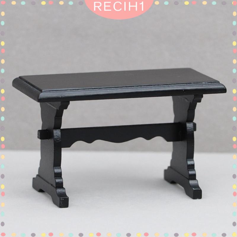 Mô Hình Bàn Máy Tính Bằng Gỗ Màu Đen Phong Cách Cổ Điển Tỷ Lệ 1 / 12 Trang Trí Nhà Búp Bê