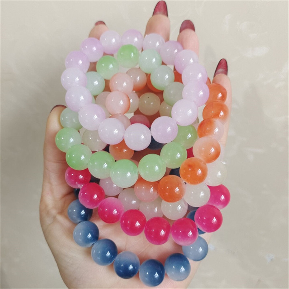 Vòng Tay Chuỗi Hạt Đá Màu Gradient Mềm Mại 10 / 12MM