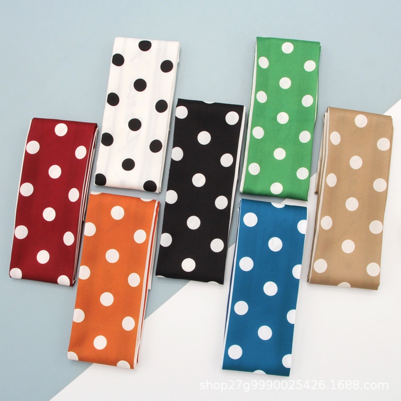 Khăn Quàng Cổ Thắt Nơ Họa Tiết Chấm Bi Bằng Lụa