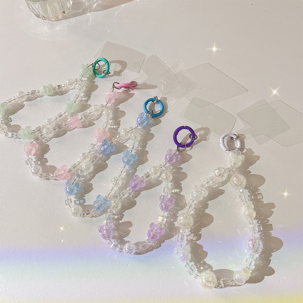 Dây Đeo Điện Thoại / Tai Nghe Bằng Acrylic Ngắn Gắn Nơ Bướm Hoạt Hình Cho iphone / airpods