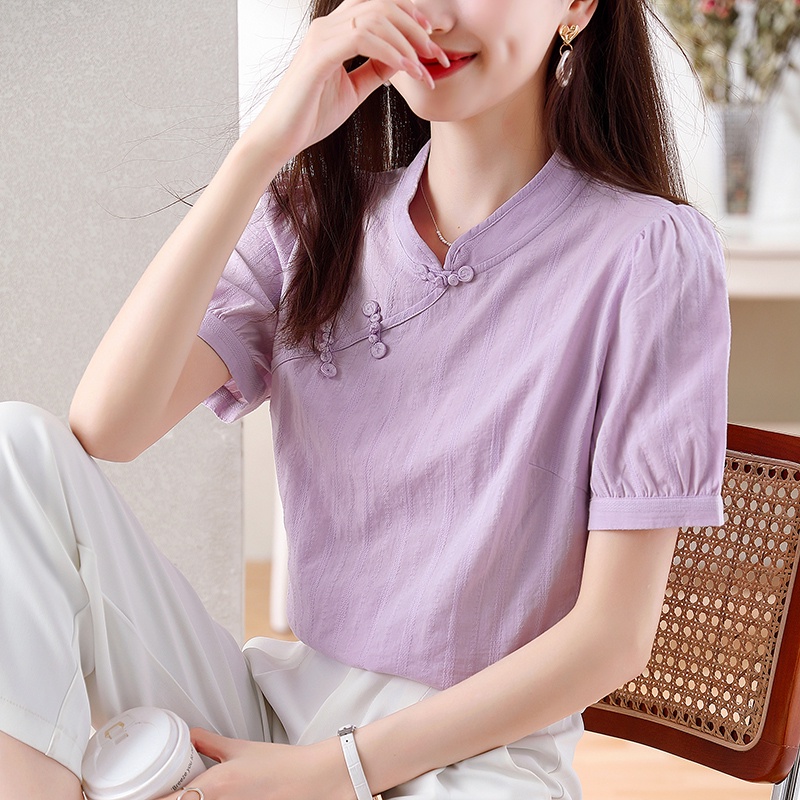 Áo Sườn Xám Mềm Mại Nhẹ Nhàng Đa Năng Phong Cách Trung Hoa Thời Trang Mùa Hè 2023 Dành Cho Bạn Nữ FF