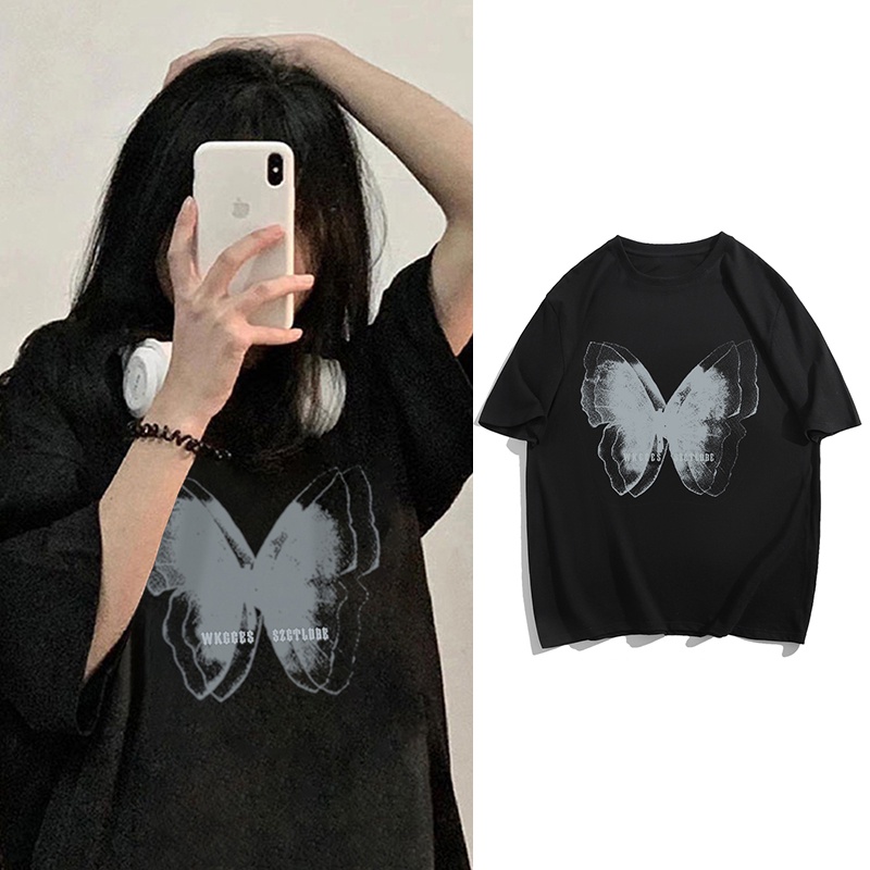 Áo Thun 100% Cotton Tay Ngắn Cổ Tròn In Họa Tiết Phong Cách Hàn Quốc Cho Nữ