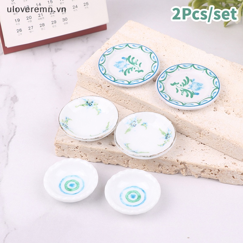 Set 2 Dĩa Thức Ăn Tỉ Lệ 1: 12 Dùng Để Trang Trí Nhà Búp Bê
