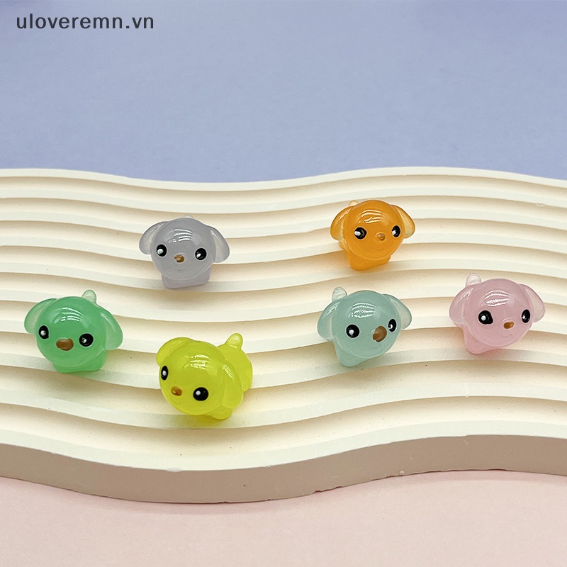 Set 2 Mô Hình Chú Chó Hoạt Hình Màu Dạ Quang Trang Trí Xe Hơi