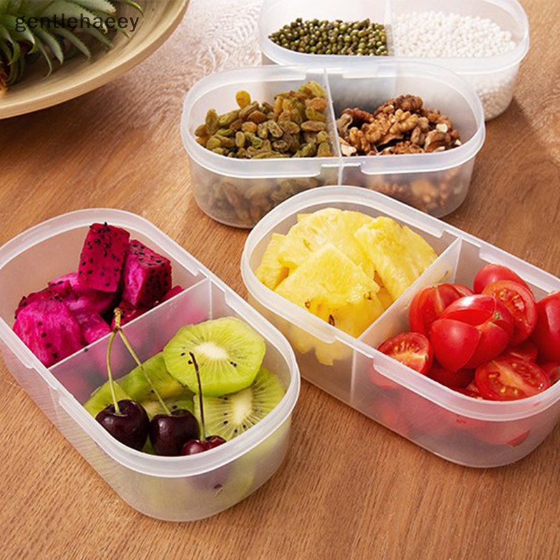 Gent al Hộp Đựng Thực Phẩm Hai Ngăn Có Nắp Bằng Nhựa / Hộp Đựng Hạt Kín Cho Tủ Lạnh / Nhà Bếp EN