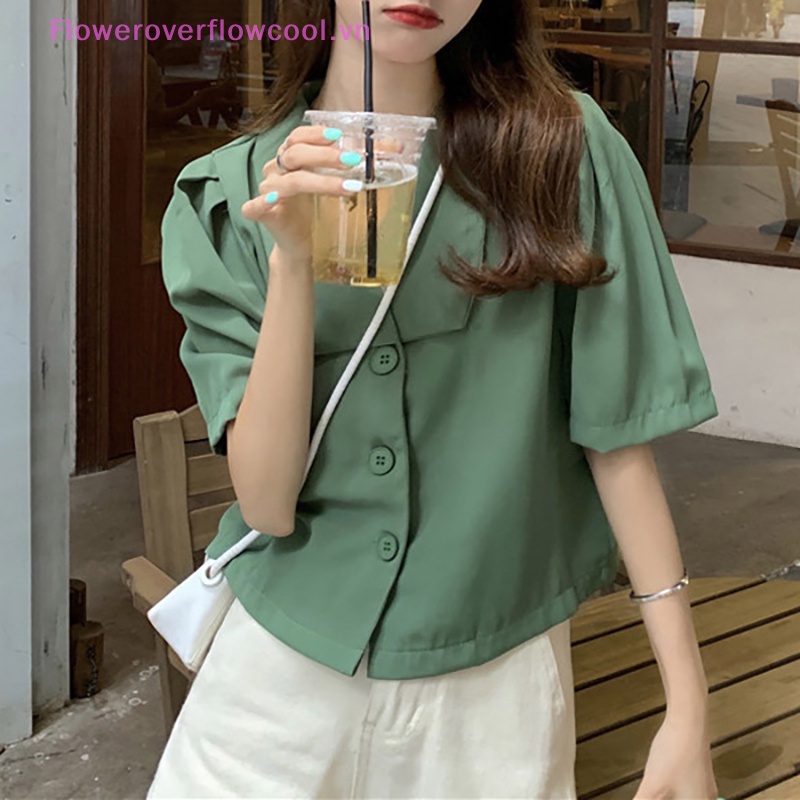 Áo Croptop Tay Ngắn Màu Trơn Phong Cách Hàn Quốc Thanh Lịch Dễ Phối Đồ Thời Trang Mùa Hè Cho Nữ