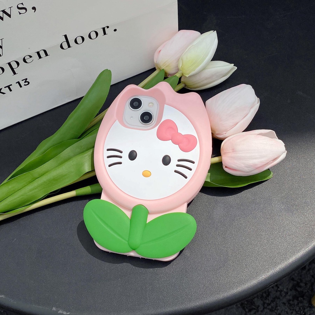 Ốp Điện Thoại TPU Silicon Mềm Hình Hoa Tulip Sanrio 3D Bảo Vệ Camera Cho iPhone 13 12 11 14 PRO MAX