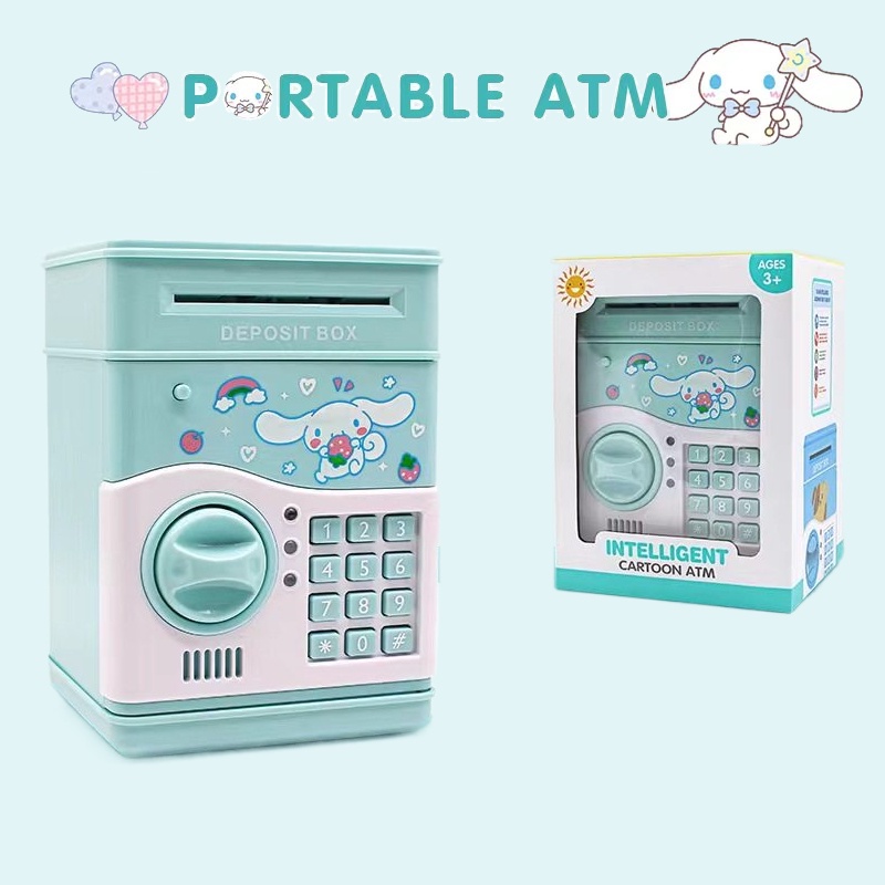 Ống Heo Tiết Kiệm Tiền Hình Mèo Cinnamoroll Hoạt Hình Có Mật Khẩu Cho Trẻ Em