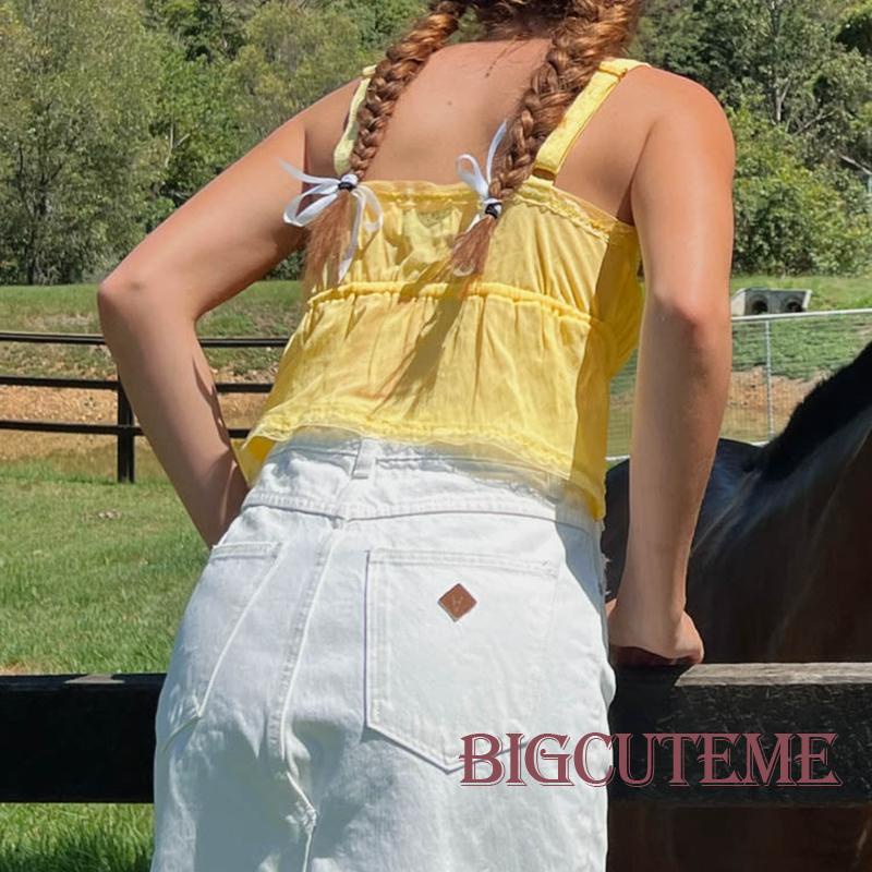 Áo Croptop Sát Nách Phối Bèo Thời Trang Mùa Hè Cho Nữ