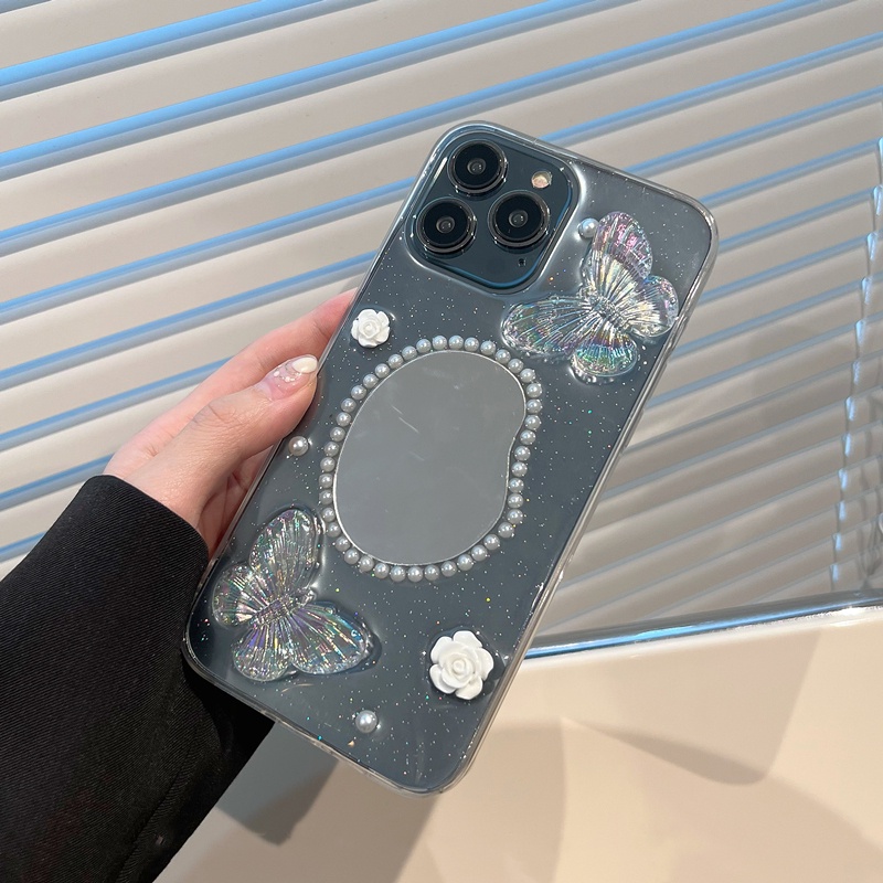 Ốp Điện Thoại Mềm Trong Suốt Chống Sốc Họa Tiết Bướm Và Hoa Hồng Dành Cho iPhone 14 13 12 11 Pro Max 14 Plus