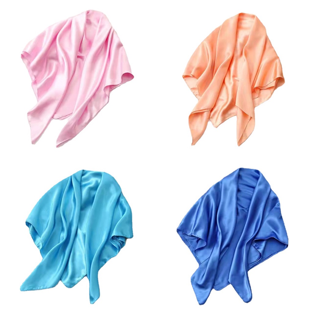 Khăn Lụa Satin Vuông 90x90cm Thắt Nơ Xinh Xắn Đa Dụng