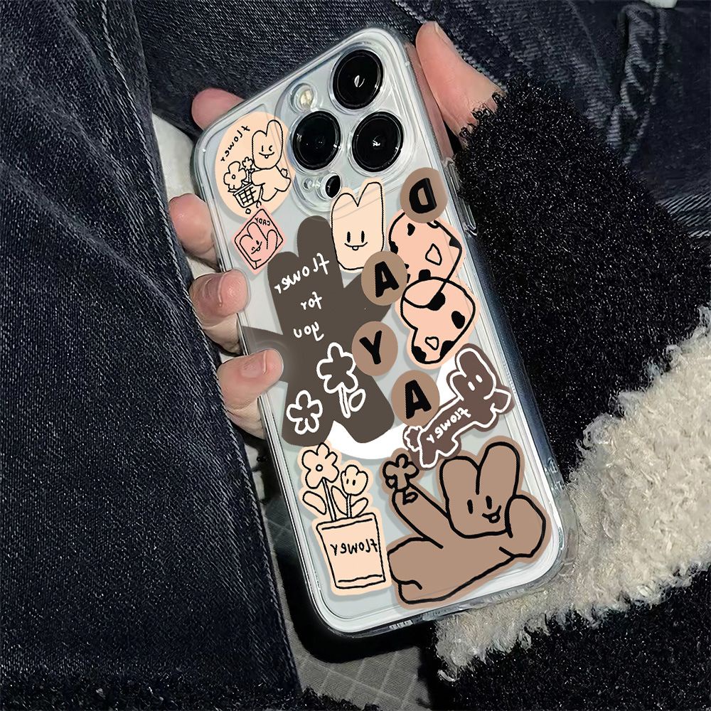 ✅Ốp Điện Thoại Mềm Chống Sốc In Chữ Tiếng Anh Và Thỏ 11136In14Pro Cho iPhone12plus78 max