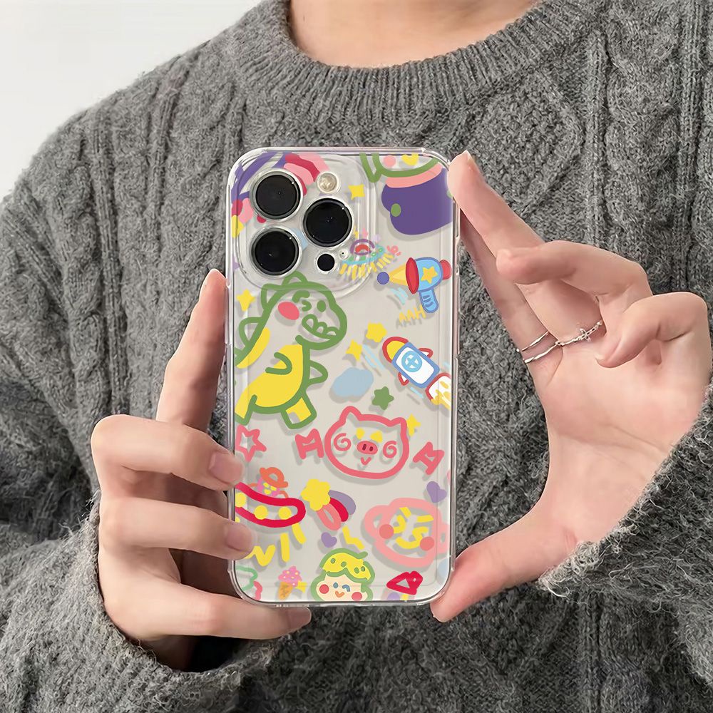 ✅Ốp Điện Thoại Dẻo Họa Tiết Hoạt Hình Phong Cách Graffiti Đơn Giản Chống Sốc Cho Iphone 6In 11iPhone12 78 14pro max plus 13