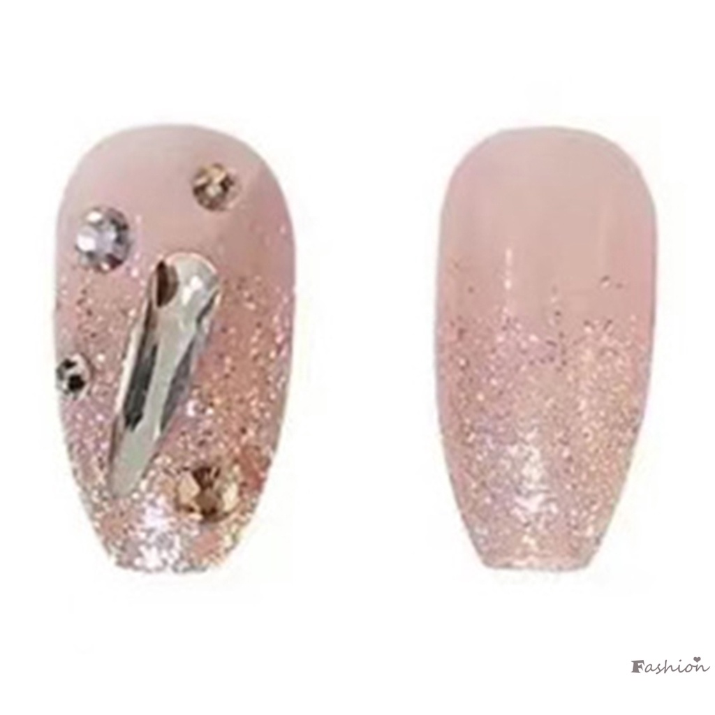 Móng Tay Giả Màu Hồng Lấp Lánh Có Thể Tái Sử Dụng