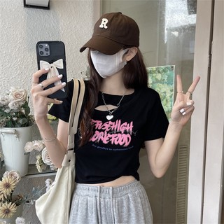 Áo Croptop Tay Ngắn Cổ Tròn Phong Cách Hàn Quốc Ngọt Ngào Cho Nữ