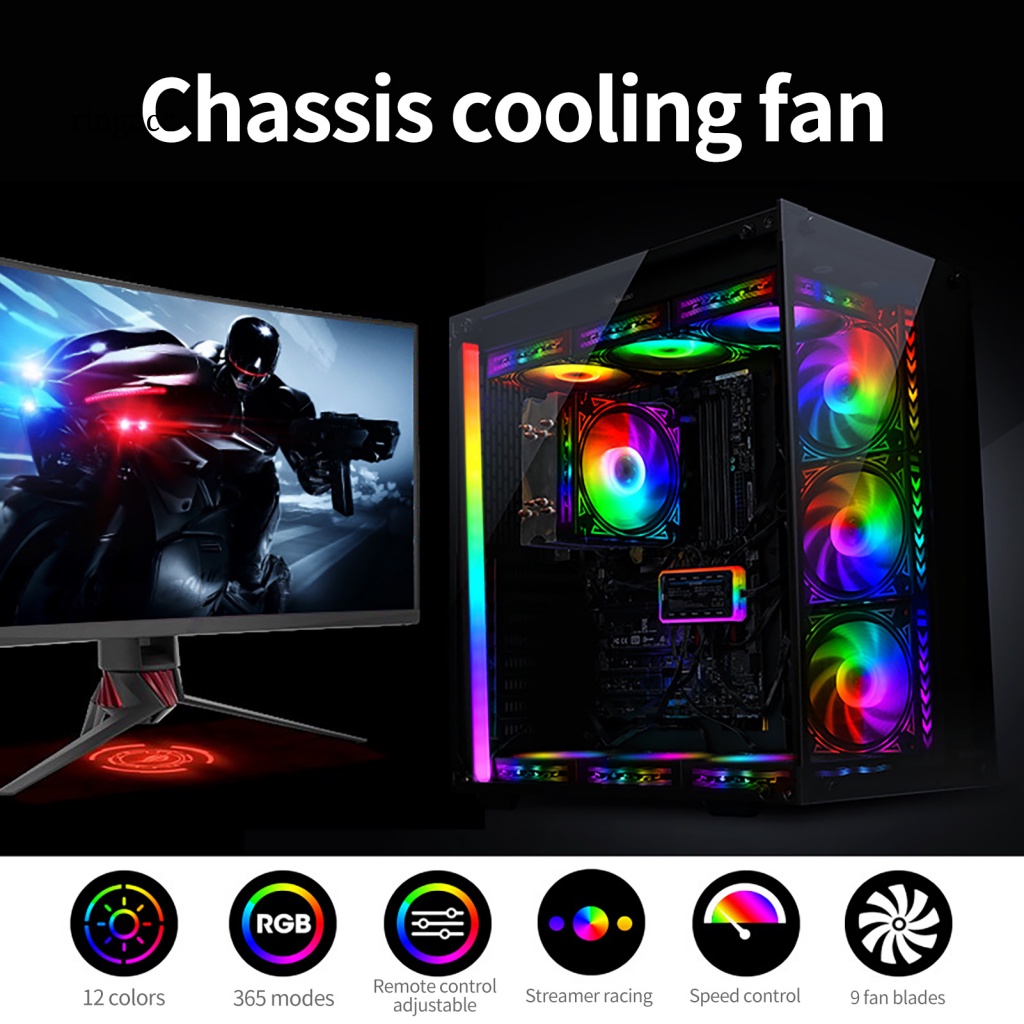 Quạt Tản Nhiệt 12cm Màu RGB Ánh Sáng Cao Tiện Dụng Cho Máy Tính / Văn Phòng