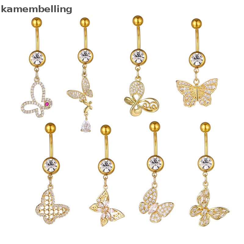 Khuyên Rốn Hình Bướm Bằng Đồng Đính Đá Zircon Thời Trang