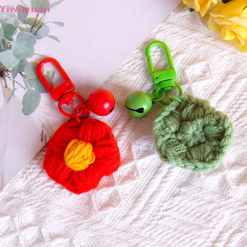 < Yiwuyuan > Móc Khóa Xe Hơi / Ba Lô / Túi Xách Trang Trí Hình Hoa Đan Móc Khóa Màu Sắc Dễ Thương